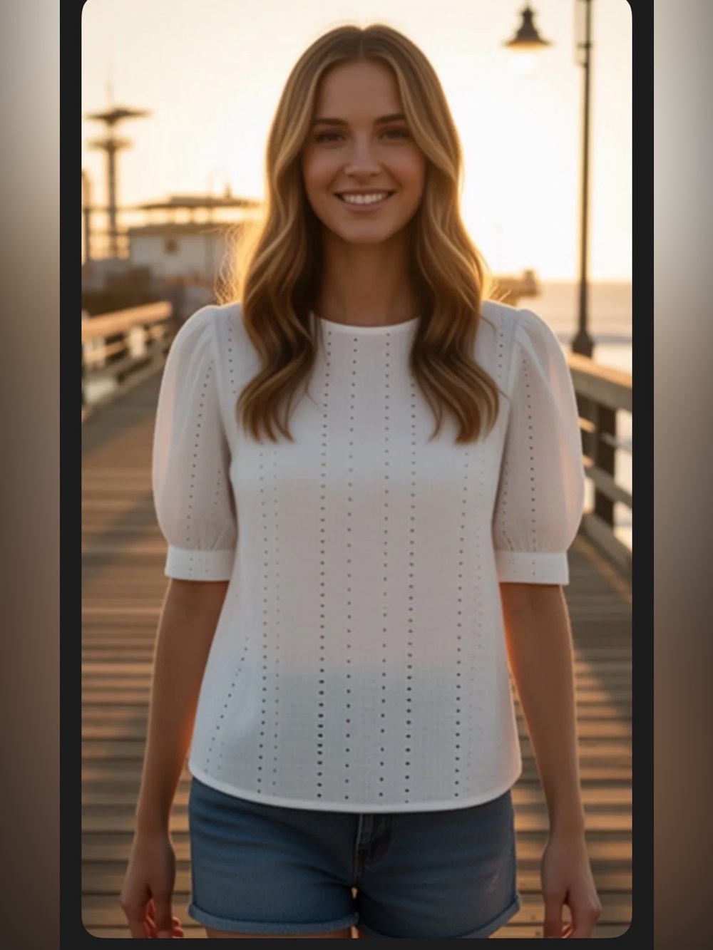 B White Eyelet Puff Sleeve Top – XXL – NWOT